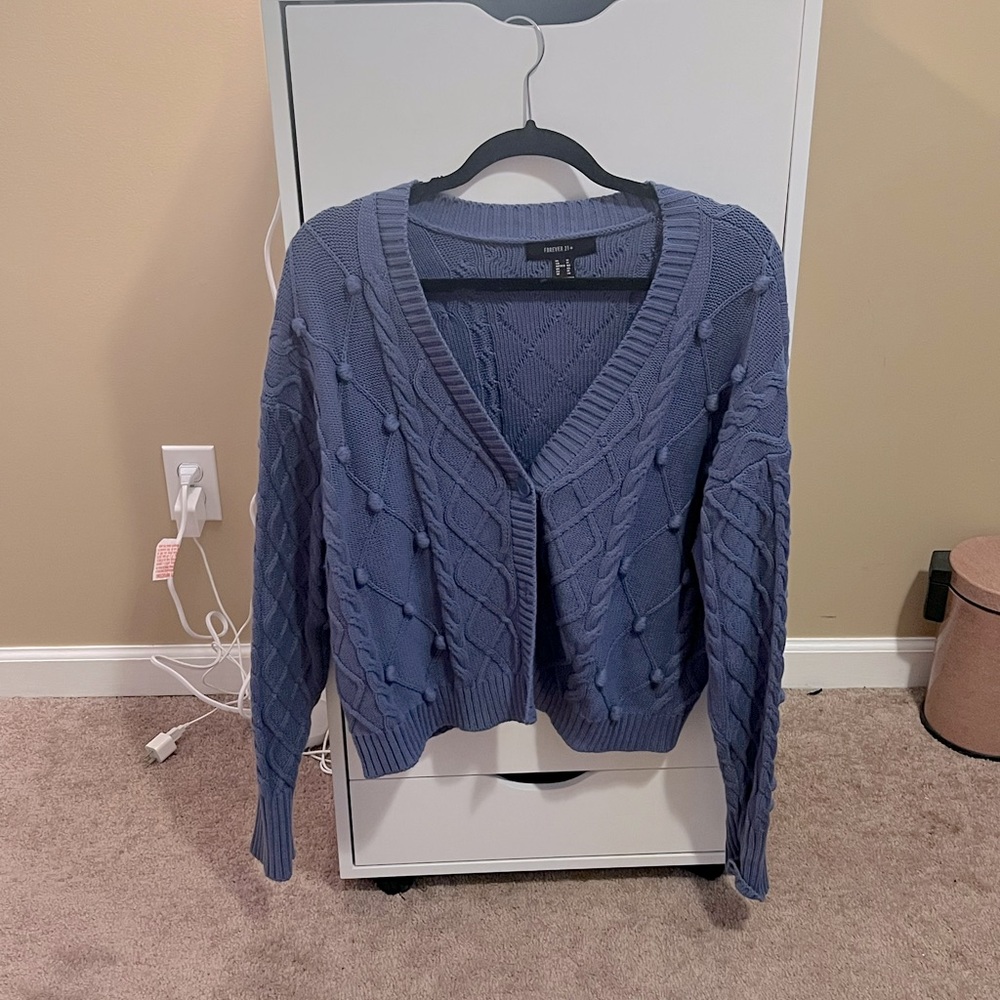 1X Forever 21+ Blue Cardigan with texture